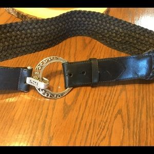Brighton French Sling Wide Black Woven Belt 36